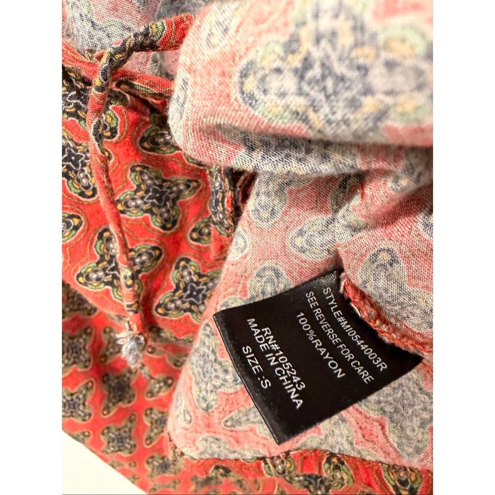 Bobeau Rust‎ Medallion Print Peasant Top Small - Picture 5 of 6